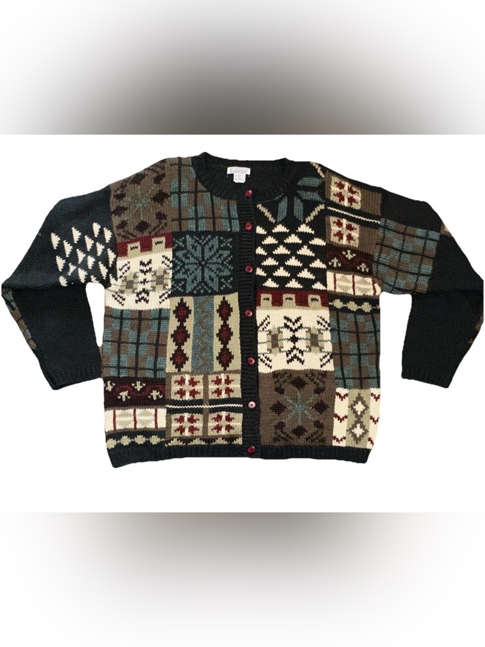 VTG Gallagher Wool Knit Grandpa Sweater XL Cottagecore Winter Holiday Snowflake